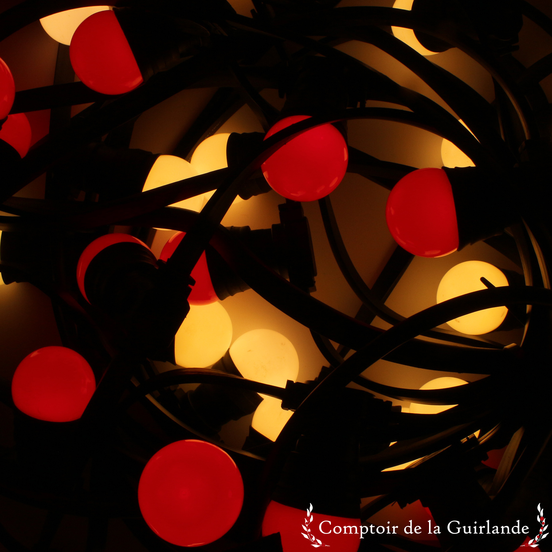 guirlande rouge blanc chaud